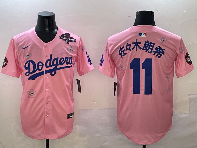 Men Los Angeles Dodgers #11 R.Sasaki Pink Sakura Edition 2025 Nike MLB Jersey style 6->los angeles dodgers->MLB Jersey
